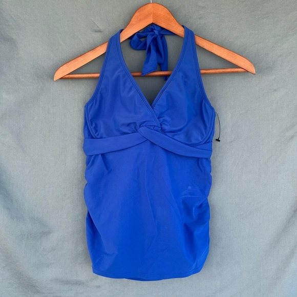 EUC ATHLETA Tara Halter Tankini Halter Top 32D/32DDT Blue - Picture 1 of 6